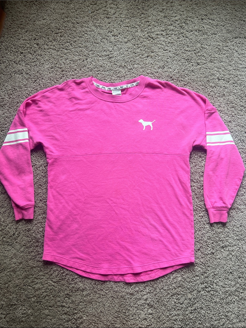 PINK Crewneck Sweatshirt with White Dog Logo size small